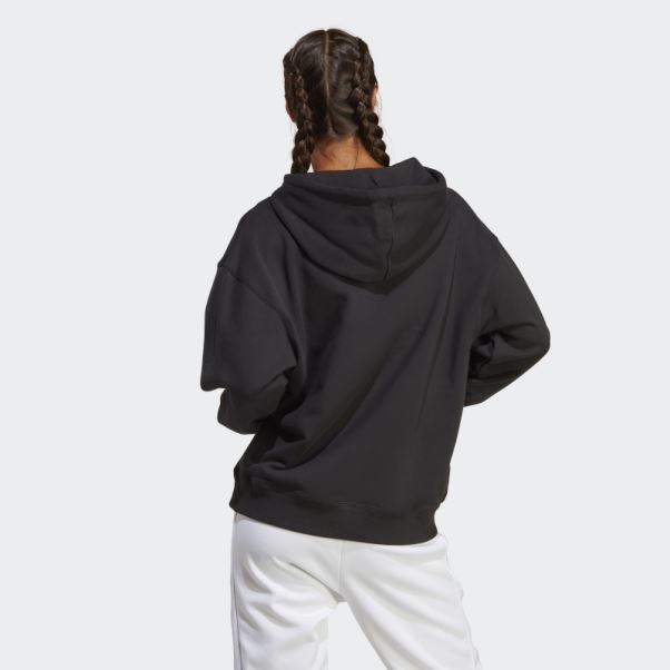 Adidas Essentials Sweat à Capuche Surdimensionné En Tissu éponge Avec Gros Logo Noir