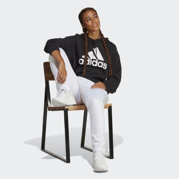 Adidas Essentials Sweat à Capuche Surdimensionné En Tissu éponge Avec Gros Logo Noir