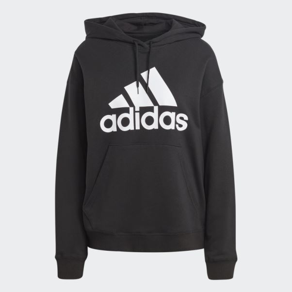 Adidas Essentials Sweat à Capuche Surdimensionné En Tissu éponge Avec Gros Logo Noir