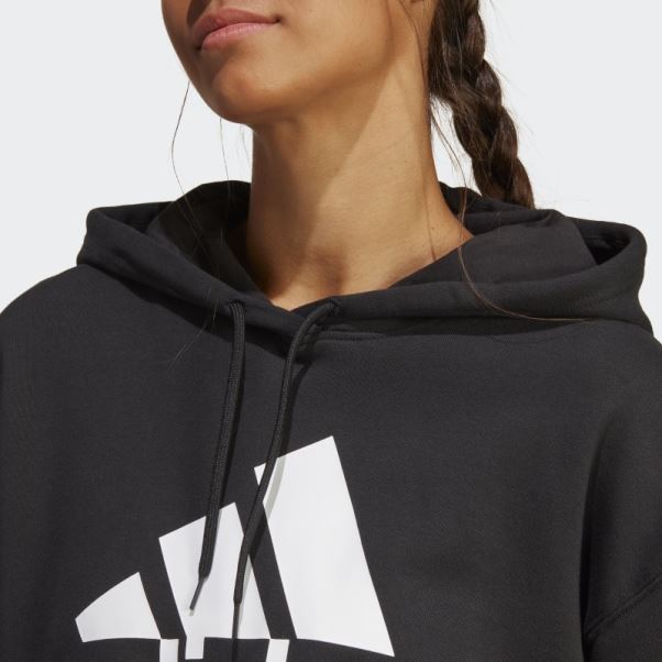 Adidas Essentials Sweat à Capuche Surdimensionné En Tissu éponge Avec Gros Logo Noir