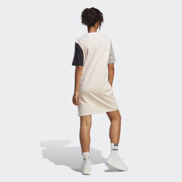Robe T-shirt Boyfriend En Jersey Simple à 3 Bandes Quartz Essentials Adidas