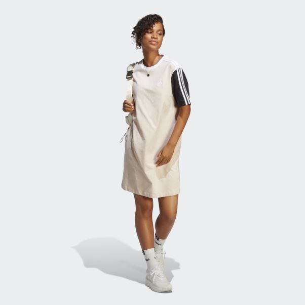 Robe T-shirt Boyfriend En Jersey Simple à 3 Bandes Quartz Essentials Adidas