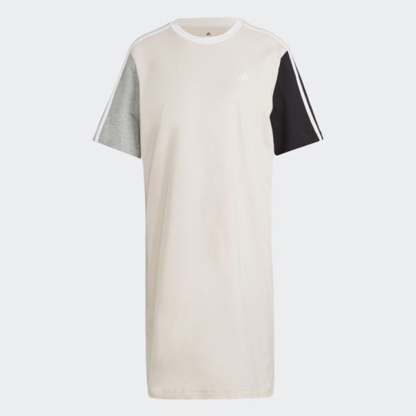 Robe T-shirt Boyfriend En Jersey Simple à 3 Bandes Quartz Essentials Adidas