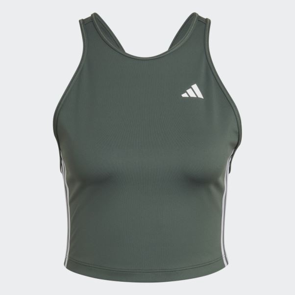 Adidas Green Oxide Aeroready Made For Training Débardeur Court à 3 Bandes