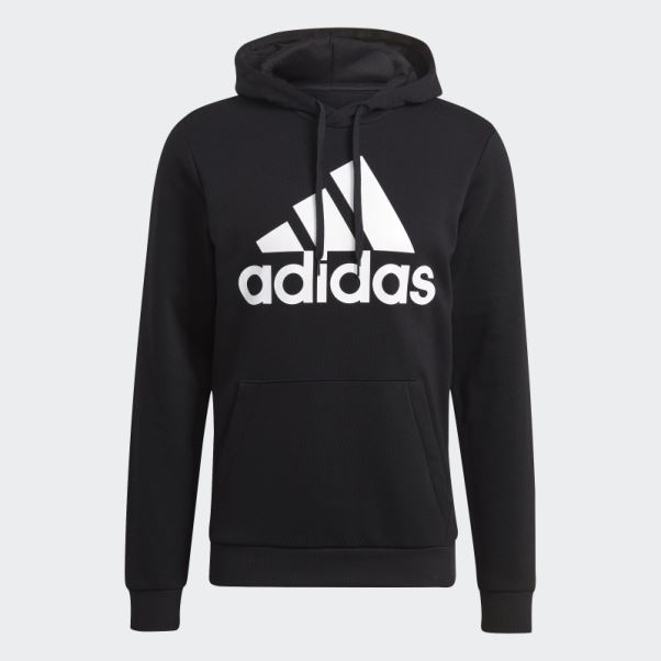 Sweat à Capuche Essentials Polaire Gros Logo Adidas Noir