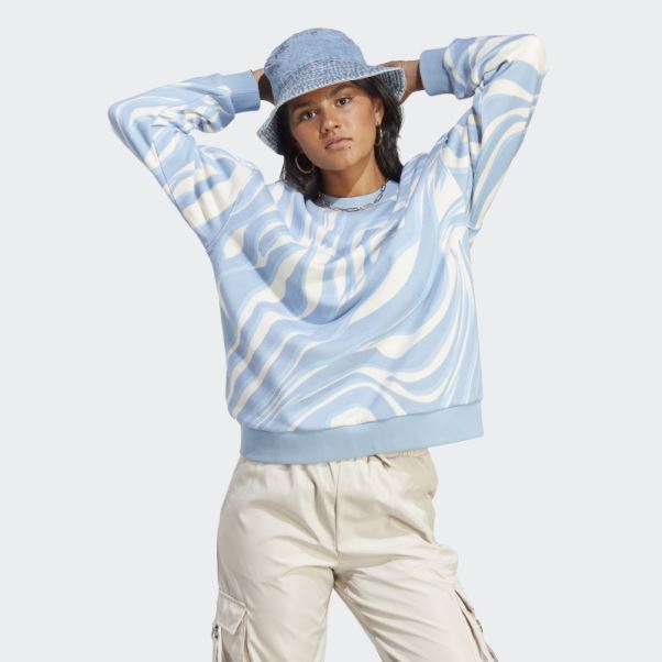 Adidas Sweat-shirt à Imprimé Animal Abstrait Ambient Sky Sur Toute La Surface