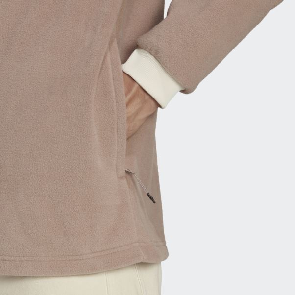 Veste Polaire Quart-de-pression Adidas Marron Crayeux Wander Hour
