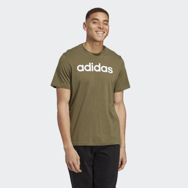 T-shirt à Logo Brodé Linéaire En Jersey Simple Adidas Essentials Olive