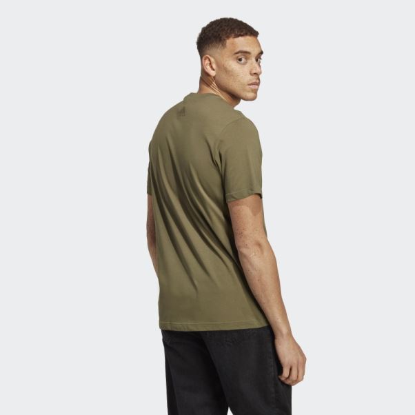T-shirt à Logo Brodé Linéaire En Jersey Simple Adidas Essentials Olive