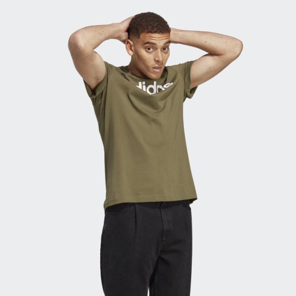 T-shirt à Logo Brodé Linéaire En Jersey Simple Adidas Essentials Olive