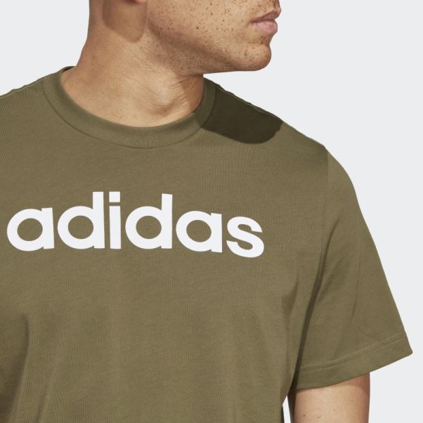 T-shirt à Logo Brodé Linéaire En Jersey Simple Adidas Essentials Olive