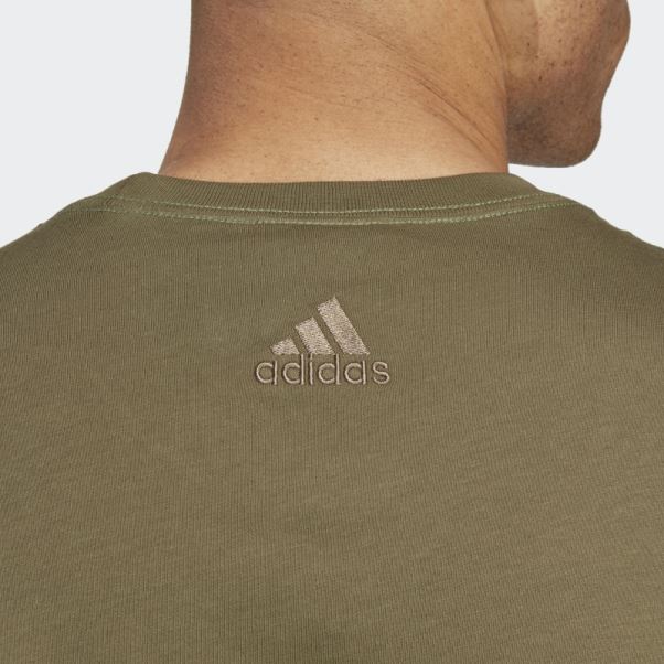 T-shirt à Logo Brodé Linéaire En Jersey Simple Adidas Essentials Olive