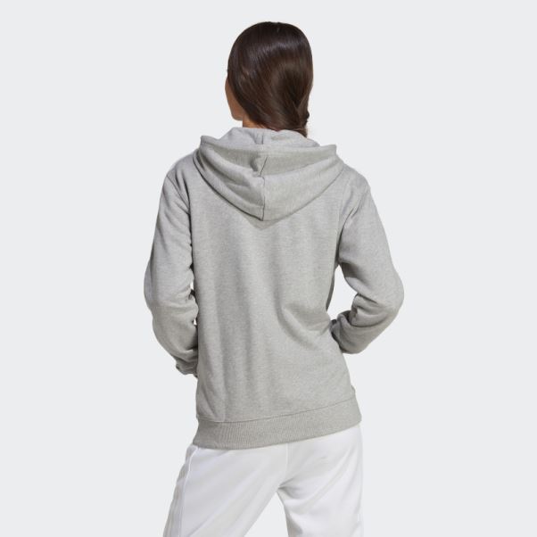 Sweat à Capuche Regular Zip Intégral En Molleton à 3 Bandes Essentials Gris Moyen Adidas