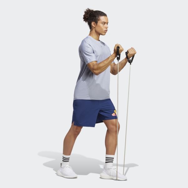 Short D'entraînement Adidas Train Icon 3 Bandes Bleu Foncé