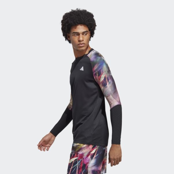 Adidas Melbourne Tennis Heat.rdy Haut à Manches Longues Multicolore