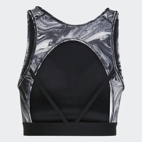 Adidas Hyperglam Aeroready Training Brassière D'entraînement à Imprimé Marbré Et Maintien Léger Multicolore