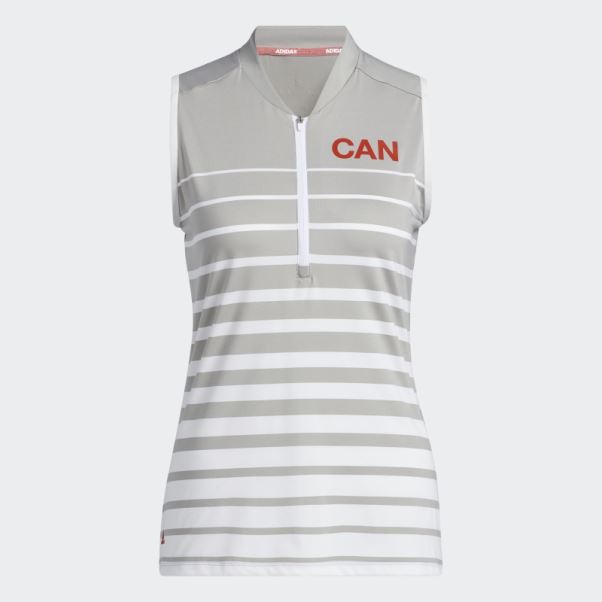 Polo Sans Manches à Rayures Gris Uni Mgh Adidas