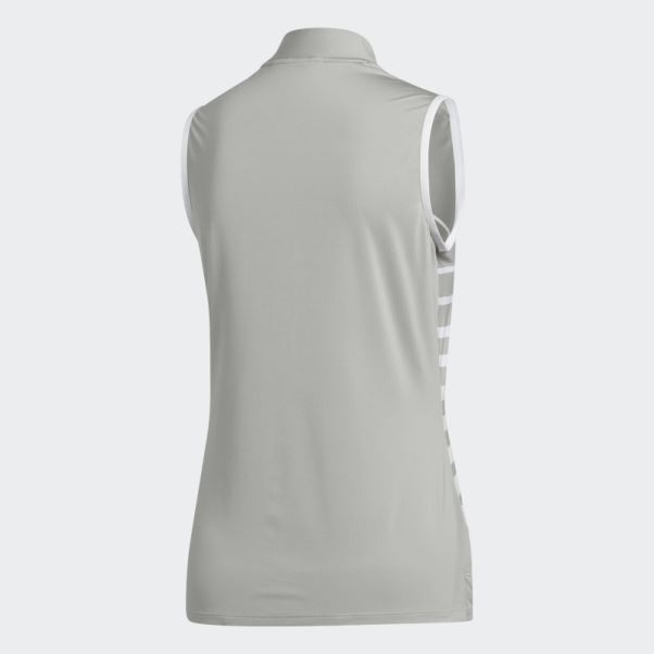 Polo Sans Manches à Rayures Gris Uni Mgh Adidas