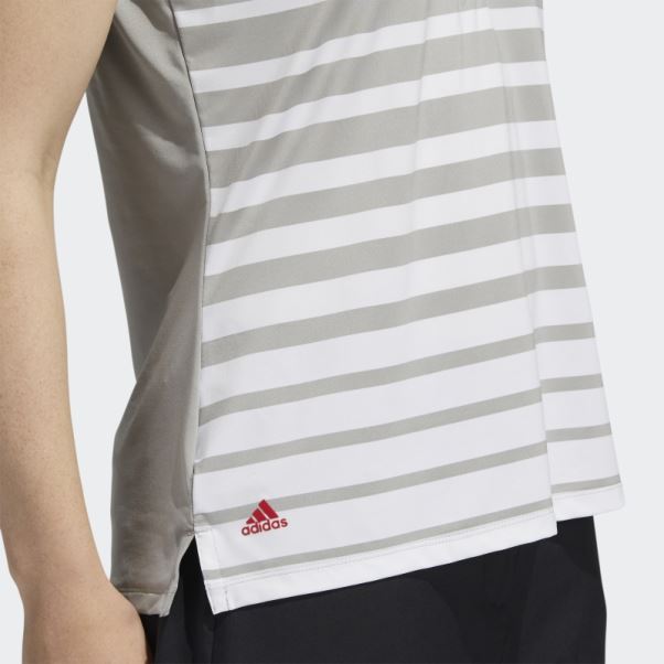 Polo Sans Manches à Rayures Gris Uni Mgh Adidas