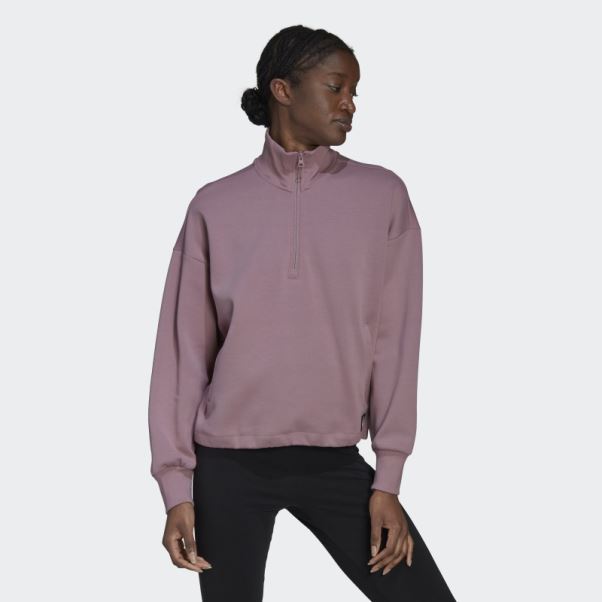 Sweat Adidas Mauve Future Icons Quart Zippé