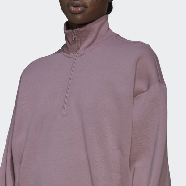 Sweat Adidas Mauve Future Icons Quart Zippé