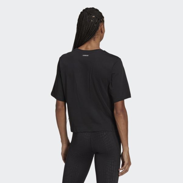 T-shirt Graphique Adidas Aeroready Training Crop Noir