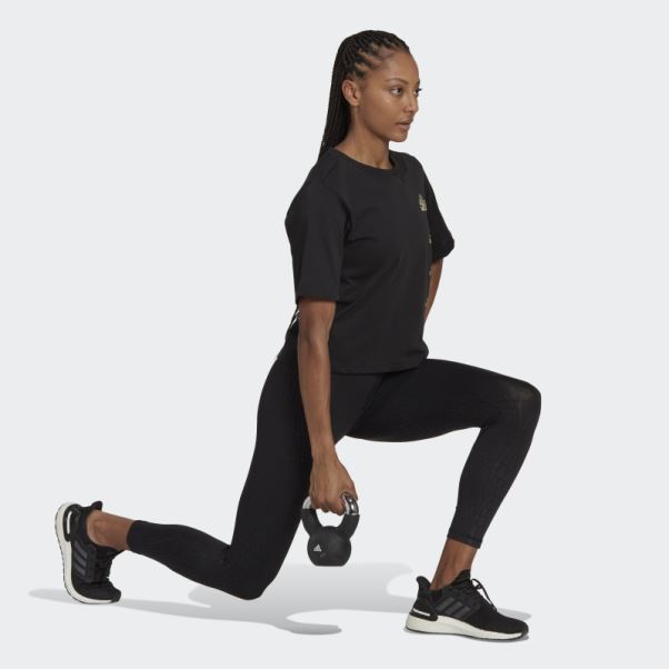 T-shirt Graphique Adidas Aeroready Training Crop Noir