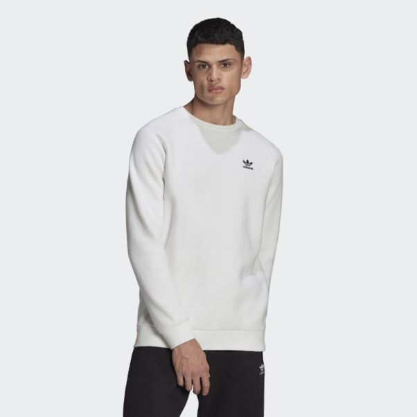 Sweat Adidas Adicolor Essentials Trèfle Ras Du Cou Blanc