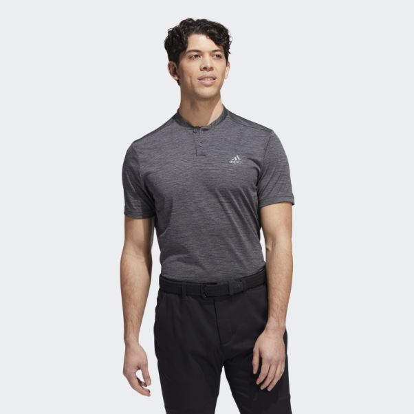 Polo Adidas Noir à Rayures Texturées