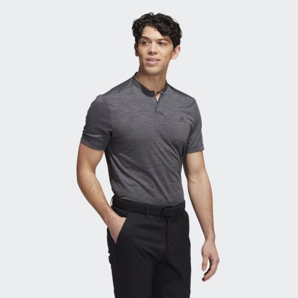 Polo Adidas Noir à Rayures Texturées