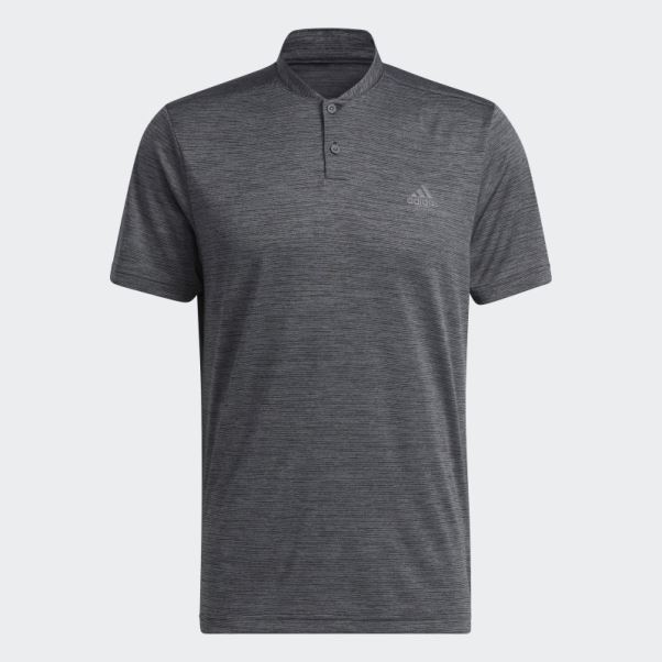 Polo Adidas Noir à Rayures Texturées