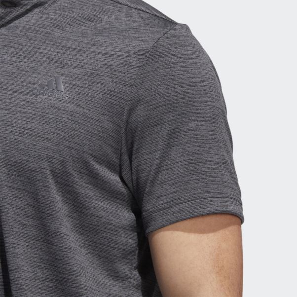 Polo Adidas Noir à Rayures Texturées