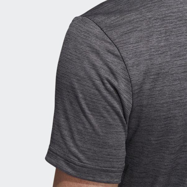 Polo Adidas Noir à Rayures Texturées