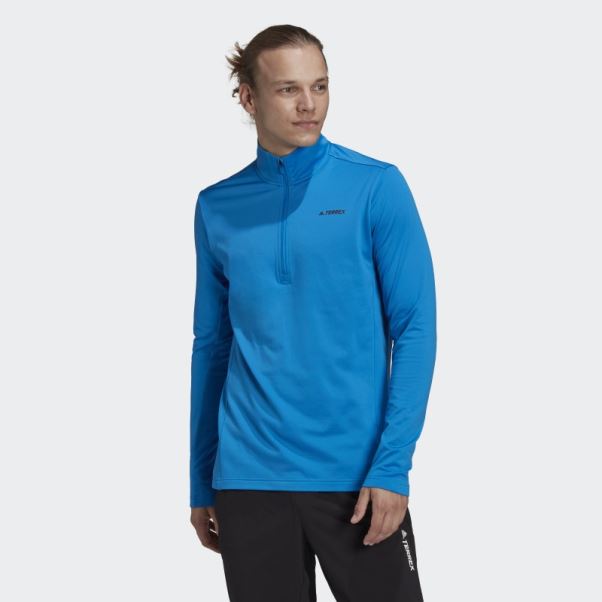 Veste Polaire Demi-zip Adidas Terrex Everyhike Bleu Shock