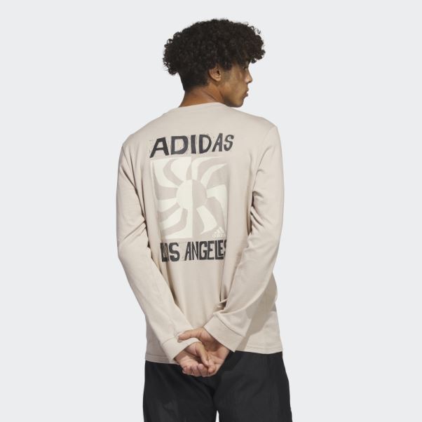 Taupe Chaud Adidas Los Angeles Graphic T-shirt à Manches Longues