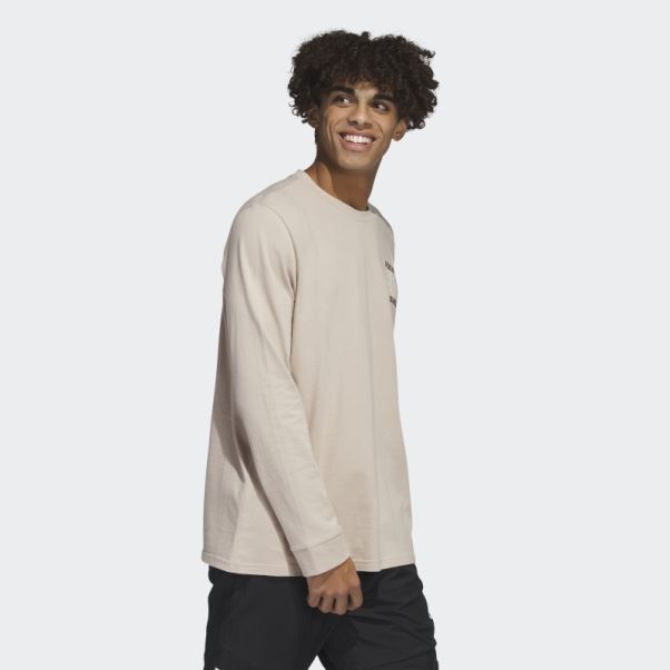 Taupe Chaud Adidas Los Angeles Graphic T-shirt à Manches Longues