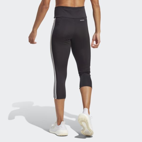 Adidas Designed To Move Legging Sport Taille Haute 3 Bandes 3/4 Blanc élégant