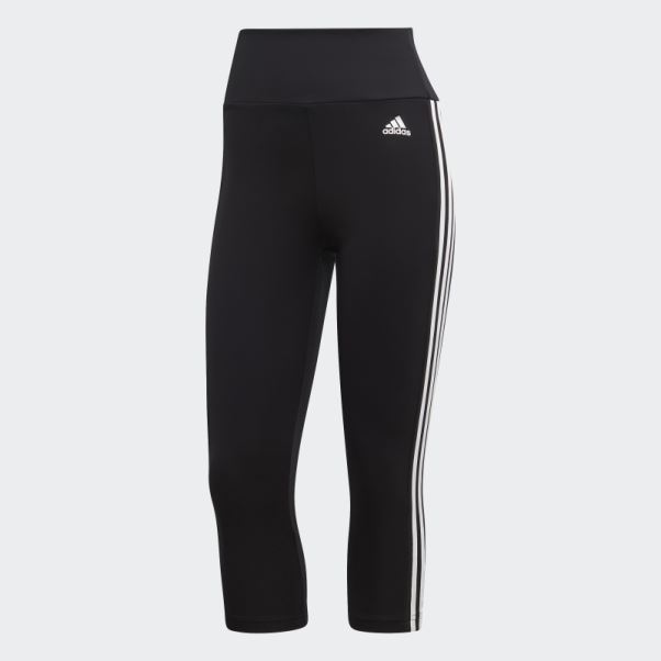 Adidas Designed To Move Legging Sport Taille Haute 3 Bandes 3/4 Blanc élégant