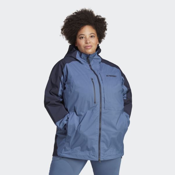 Veste De Randonnée Adidas Terrex Xploric Rain.rdy (taille Plus) Acier
