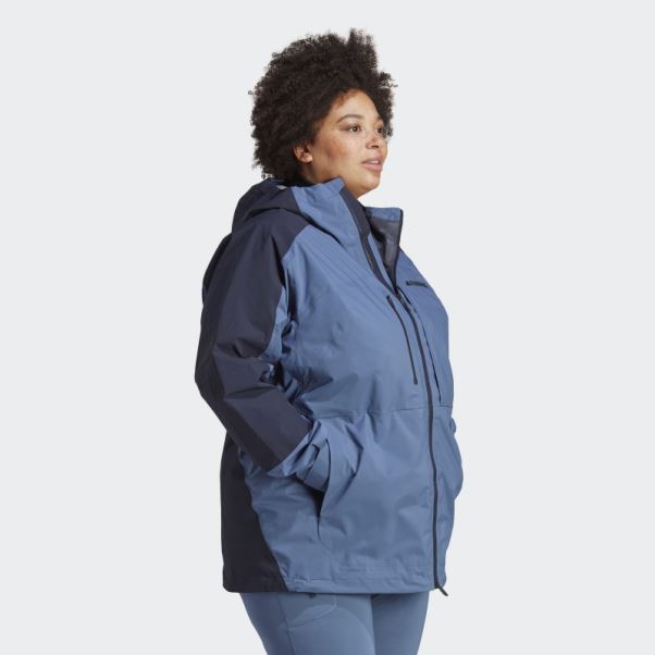 Veste De Randonnée Adidas Terrex Xploric Rain.rdy (taille Plus) Acier