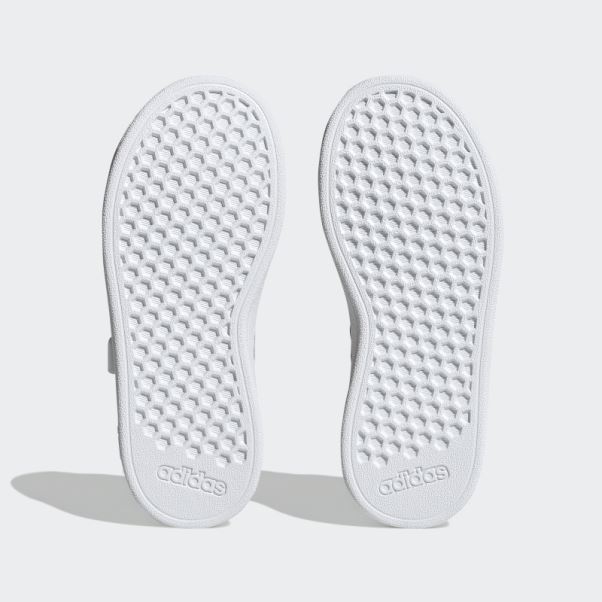 Chaussures Grand Court Court à Lacets élastiques Et Sangle Supérieure Blanc Adidas