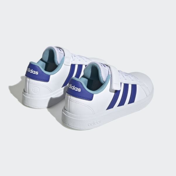 Chaussures Grand Court Court à Lacets élastiques Et Sangle Supérieure Blanc Adidas