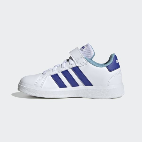 Chaussures Grand Court Court à Lacets élastiques Et Sangle Supérieure Blanc Adidas