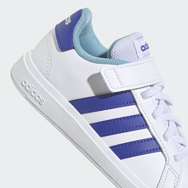 Chaussures Grand Court Court à Lacets élastiques Et Sangle Supérieure Blanc Adidas