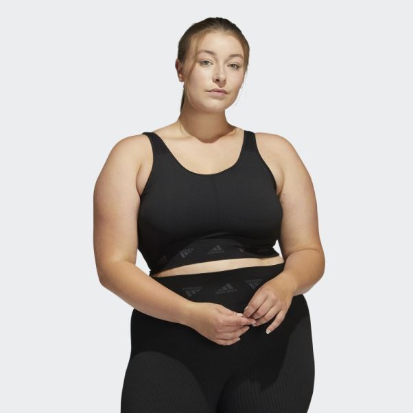 Soutien-gorge Léger Adidas Aeroknit Light-support (taille Plus) Noir