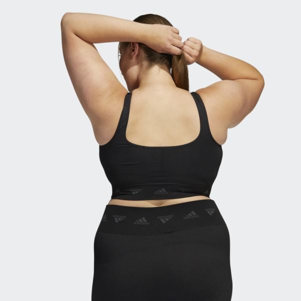 Soutien-gorge Léger Adidas Aeroknit Light-support (taille Plus) Noir