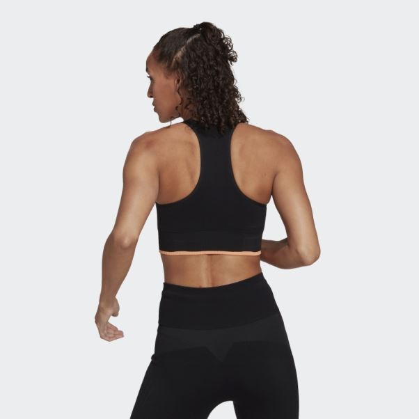 Soutien-gorge Adidas Running Medium-support Sans Coutures En Laine Mérinos Noir