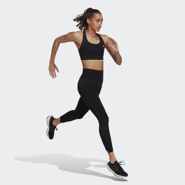 Soutien-gorge Adidas Running Medium-support Sans Coutures En Laine Mérinos Noir
