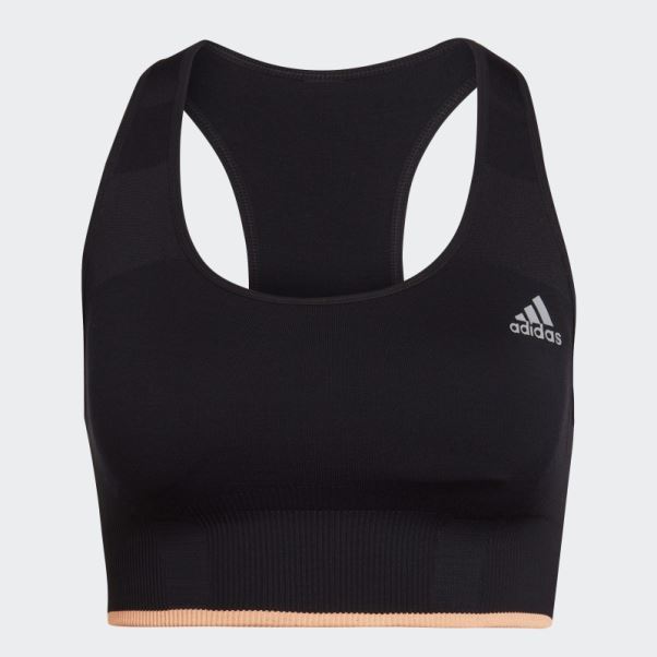 Soutien-gorge Adidas Running Medium-support Sans Coutures En Laine Mérinos Noir