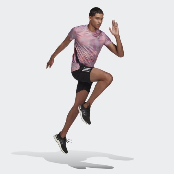 Adidas Possède Le T-shirt Colorblock Run Orange